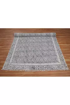Hand Block Printed Cotton dhurrie Bohemian Kilims Carpet Handwoven Home Decor Rug