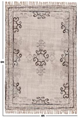 Bedroom Decor Hand Block Printed Cotton Dhurrie Flat Woven Geometric Rug 3