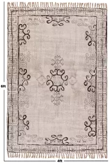 Bedroom Decor Hand Block Printed Cotton Dhurrie Flat Woven Geometric Rug