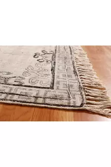 Bedroom Decor Hand Block Printed Cotton Dhurrie Flat Woven Geometric Rug