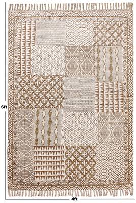 Bohemian Rug Hand Block Printed Cotton Dhurrie Area Rug Pink Color Carpet Flat Woven 3