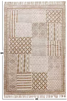 Bohemian Rug Hand Block Printed Cotton Dhurrie Area Rug Pink Color Carpet Flat Woven