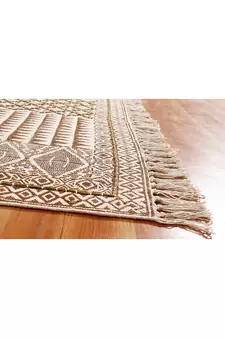 Bohemian Rug Hand Block Printed Cotton Dhurrie Area Rug Pink Color Carpet Flat Woven