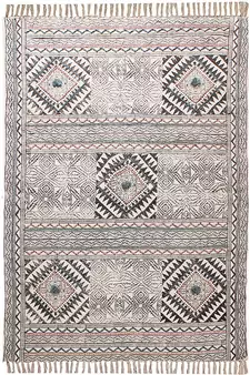 Hand Block Printed Cotton Dhurrie Area Rug Boho Kilim Lounge Decorative Carpet