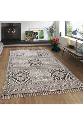 Hand Block Printed Cotton Dhurrie Area Rug Boho Kilim Lounge Decorative Carpet 2