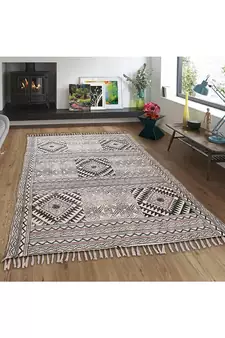 Hand Block Printed Cotton Dhurrie Area Rug Boho Kilim Lounge Decorative Carpet