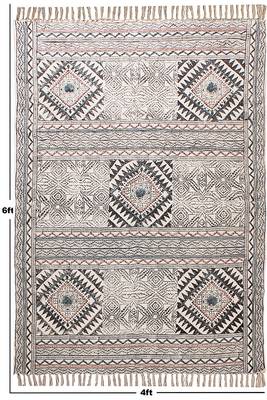 Hand Block Printed Cotton Dhurrie Area Rug Boho Kilim Lounge Decorative Carpet 3