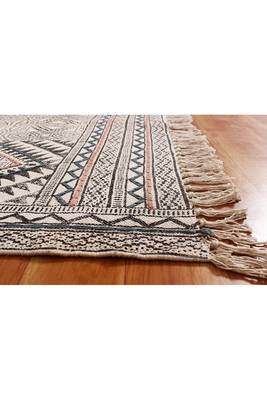 Hand Block Printed Cotton Dhurrie Area Rug Boho Kilim Lounge Decorative Carpet 4