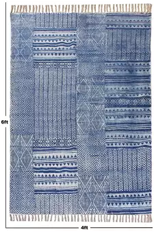 Handmade Cotton Dhurrie Area Rugs Bohomian Kilims  Flatwoven Rug