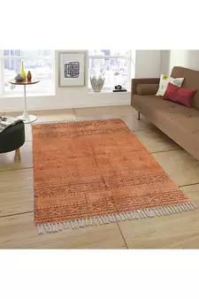 Indoor Kitchen Carpet Hand Block Printed Rug Handmade Cotton Carpet