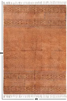 Indoor Kitchen Carpet Hand Block Printed Rug Handmade Cotton Carpet