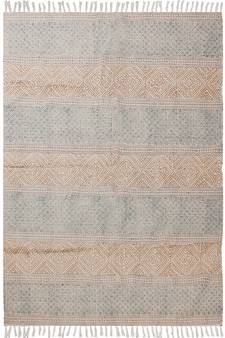 Hand Block Printed Rug Handmade Cotton Dhurrie Area Rugs Flatwoven Rug