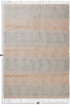 Hand Block Printed Rug Handmade Cotton Dhurrie Area Rugs Flatwoven Rug 3
