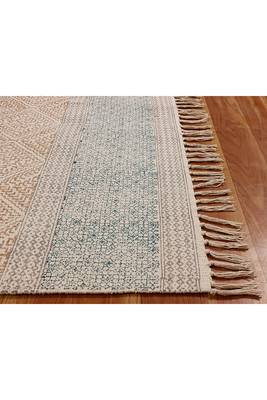 Hand Block Printed Rug Handmade Cotton Dhurrie Area Rugs Flatwoven Rug 5