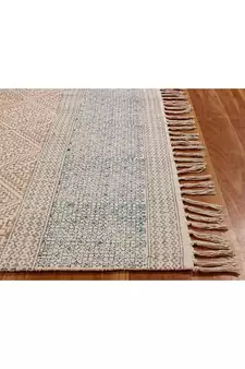 Hand Block Printed Rug Handmade Cotton Dhurrie Area Rugs Flatwoven Rug