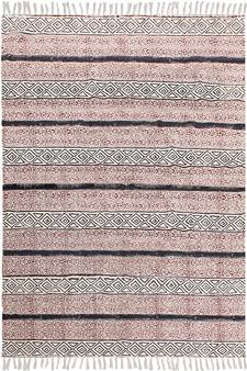 Hand Block Printed Rug Handmade Cotton Dhurrie Area Rugs Bohomian Kilims