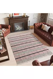 Hand Block Printed Rug Handmade Cotton Dhurrie Area Rugs Bohomian Kilims