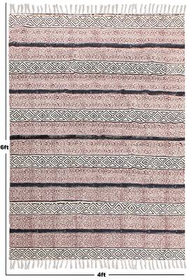 Hand Block Printed Rug Handmade Cotton Dhurrie Area Rugs Bohomian Kilims 3