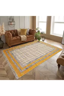 Indian Handwoven Cotton Durries Gray Carpets Outdoor Rug Bathroom Carpet