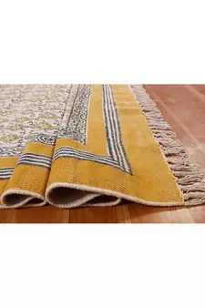 Indian Handwoven Cotton Durries Gray Carpets Outdoor Rug Bathroom Carpet