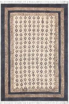 Geometric Kilim India Cotton Carpet Eco Friendly Dhurrie Hand Block Print Rug