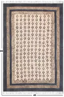 Geometric Kilim India Cotton Carpet Eco Friendly Dhurrie Hand Block Print Rug