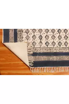 Geometric Kilim India Cotton Carpet Eco Friendly Dhurrie Hand Block Print Rug