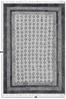 Indian Hand Block Print Dhurrie Natural Color Printed Rug Geometric Area Carpet 3