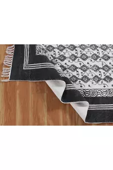 Indian Hand Block Print Dhurrie Natural Color Printed Rug Geometric Area Carpet