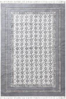 Living Room Cotton Kilim Rug Yoga Garden Carpet Hand Block Printed Dhurrie