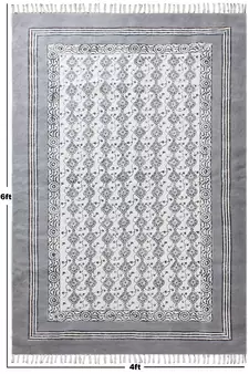Living Room Cotton Kilim Rug Yoga Garden Carpet Hand Block Printed Dhurrie