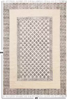 Home Decor Kilim Handmade Pure Cotton Carpet Hand Block Printed Dhurrie