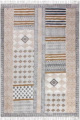 Kitchen Kilim Handmade India Cotton Carpet Eco Friendly Dhurrie Geometric Rug 1