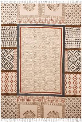 Handmade Cotton Rug Vintage Look Carpet Traditional Classic Dhurrie Geometric Kilim 1