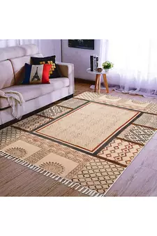 Handmade Cotton Rug Vintage Look Carpet Traditional Classic Dhurrie Geometric Kilim