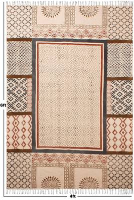 Handmade Cotton Rug Vintage Look Carpet Traditional Classic Dhurrie Geometric Kilim 3