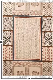 Handmade Cotton Rug Vintage Look Carpet Traditional Classic Dhurrie Geometric Kilim