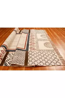 Handmade Cotton Rug Vintage Look Carpet Traditional Classic Dhurrie Geometric Kilim