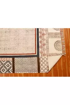 Handmade Cotton Rug Vintage Look Carpet Traditional Classic Dhurrie Geometric Kilim