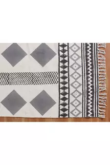 Geometric Cotton Rug Indian Fine Traditional Carpet Vintage Look Kilim