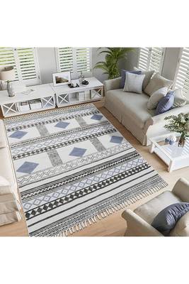 Indian Handmade Large Cotton Durries Gray Carpets Yoga Mat 2