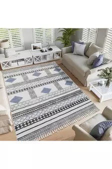 Indian Handmade Large Cotton Durries Gray Carpets Yoga Mat