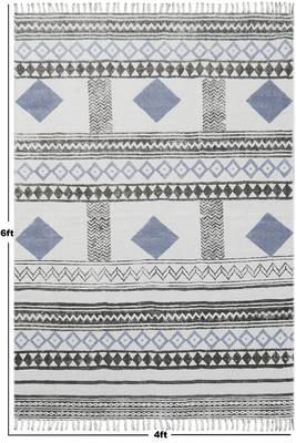 Indian Handmade Large Cotton Durries Gray Carpets Yoga Mat 3