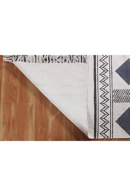 Indian Handmade Large Cotton Durries Gray Carpets Yoga Mat 5