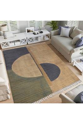 Hand Woven Durries Sofa Rugs Blue Kilim Cotton Durries Yoga Outdoor Mat 2