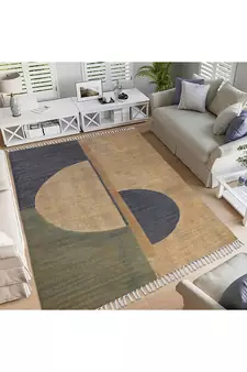 Hand Woven Durries Sofa Rugs Blue Kilim Cotton Durries Yoga Outdoor Mat
