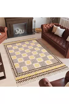 Hand Woven Cotton Durries Basement Area Rugs Outdoor Patio Rug Mats