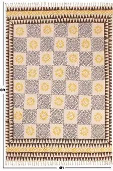 Hand Woven Cotton Durries Basement Area Rugs Outdoor Patio Rug Mats