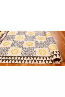 Hand Woven Cotton Durries Basement Area Rugs Outdoor Patio Rug Mats
