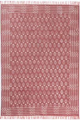 Natural Cotton Area Rug Hand Block Printed Rug Bohemian Kilim Rug Dining Room Rug 1